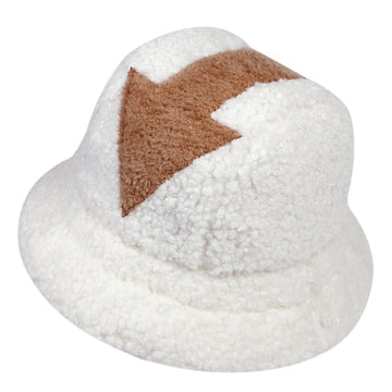 appa bucket hat Lamb wool hat winter warm Fishing Caps Faux Fur Arrow Symbol Printed Bucket Hat Men Women tide Flat Top Hats daiiibabyyy
